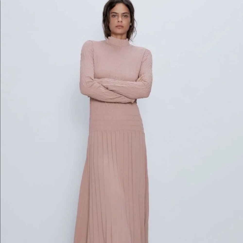 Zara Smocked detail knit dress